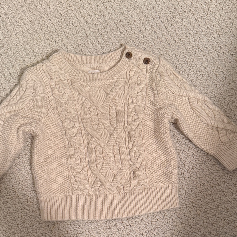 6-12 months Gap Cream Cable Knit Button-Shoulder Sweater